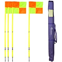 Kosma Paquete 4 - Banderas de Esquina Plegables con Punta-Resorte extraíbles - Poste Amarillo de 5 pies con banderín y…